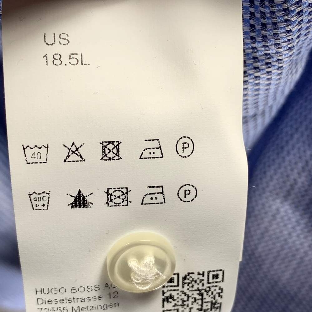 NWT Hugo Boss Blue Waffle Knit Dress Shirt Mens - Picture 5 of 6